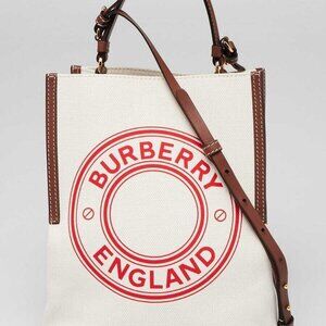 Burberry White/Brown Canvas/Leather Peggy Small Bucket Bag